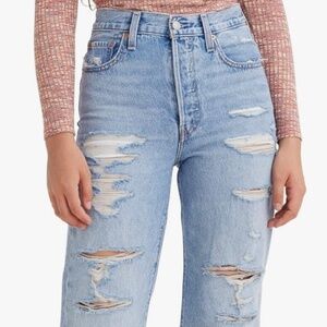 New Women’s Classic Levi's High Rise Distressed Straight Ankle Denim Jean 24x27